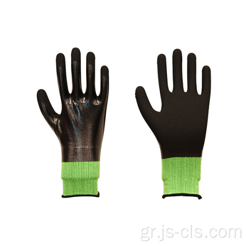 Σειρά νιτρίλια μαύρα-πράσινα γάντια νιτριλίου με νάιλον